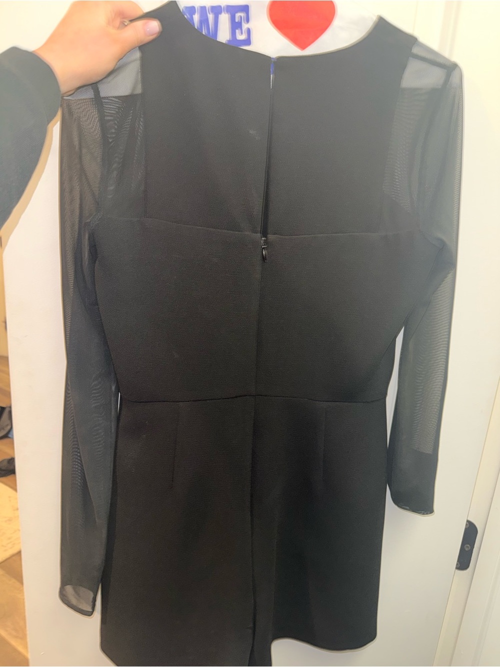 BCBGeneration Black Mesh Long-Sleeve Romper - Picture 3 of 4